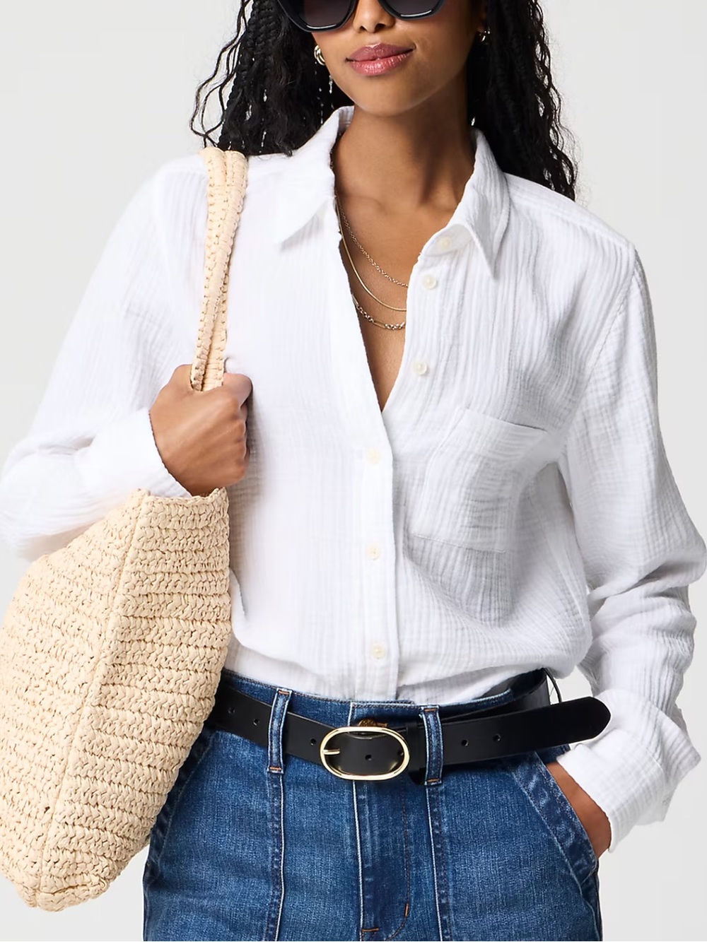 J. Crew White Double Gauze button down Shirt